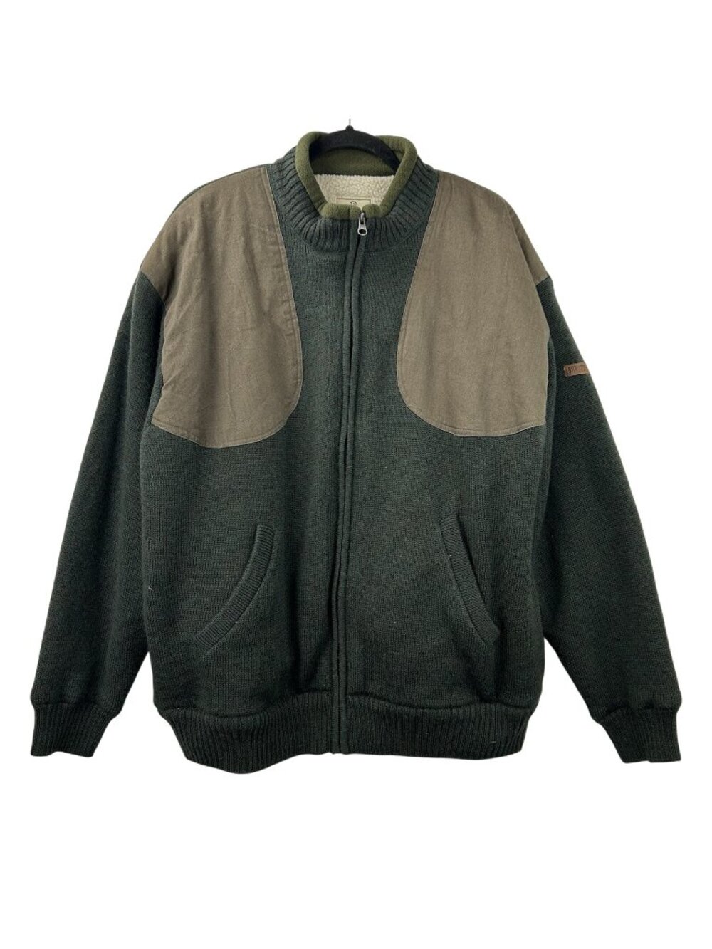 Beretta Jacket Heavy Men's 2XL Green 100%Wool Full Zip Shooting Sweater Cardigan